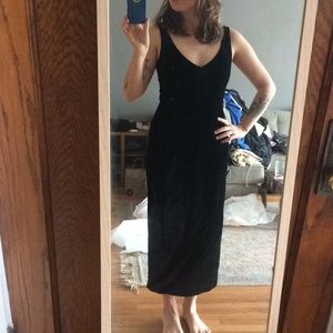 Vintage Long Black Velvet Dress XS-small